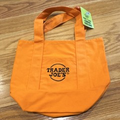Trader Joe’s Orange Foldable Reusable Shopping Bag 13x6x11in Cotton Polyester