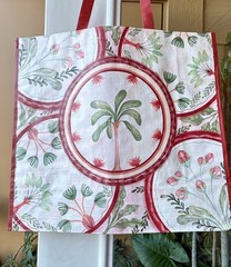 Reusable Shopping Bag Tote Art Deco Green Plants Flowers NWT