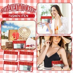 Abbylike 4 Pcs Makeup Bag Clear Letter Chenille Patch Red