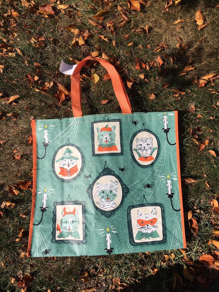 Marshalls~TJ Maxx~Halloween Cat Portraits~Large Reusable Shopping Bag~Eco Tote