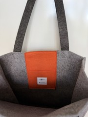 Arcadia Encore Foldable Felt Reusable Shopping Bag Gray Black Orange Modern