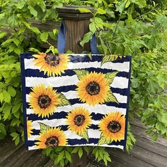 🌻REUSABLE 🌻SHOPPING TRAVEL TOTE BAG SUNFLOWER🌻ECO FRIENDLY GOODWILL HEAVY