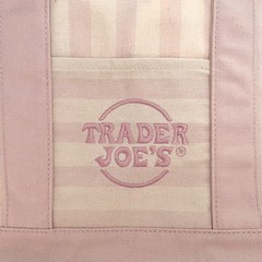 Trader Joe’s Mini Striped Canvas Tote Bag Pastel Pink Blue Summer SET of 2 NWT
