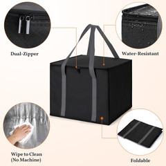 3-Pack XL-Large Insulated Grocery Bags, Collapsible Cooler Bags with Zipper, Mul