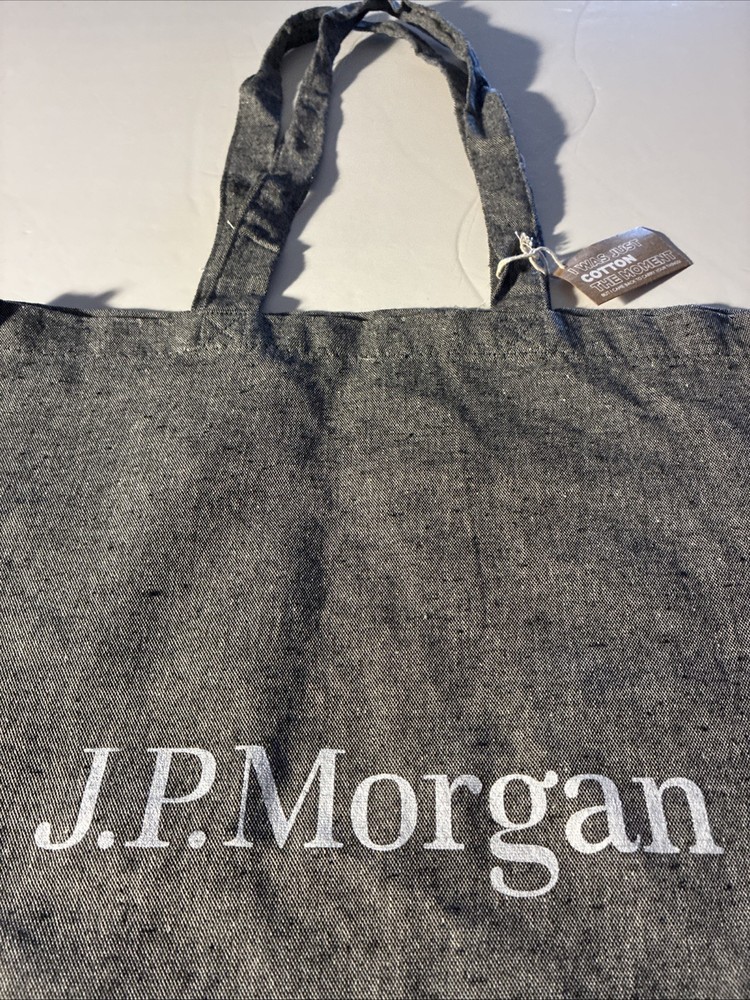 ✅NWT J.P. Morgan Canvas Swag Gray Tote Shopping Book Trader Bag