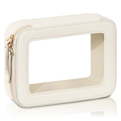 Prite Clear Makeup Bag Cosmetic Organizer Case Standard – Single Layer, Beige