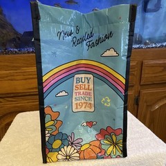 Buffalo Exchange 50 Years Reusable Plastic Tote Bag Blue Floral Multicolor 16″