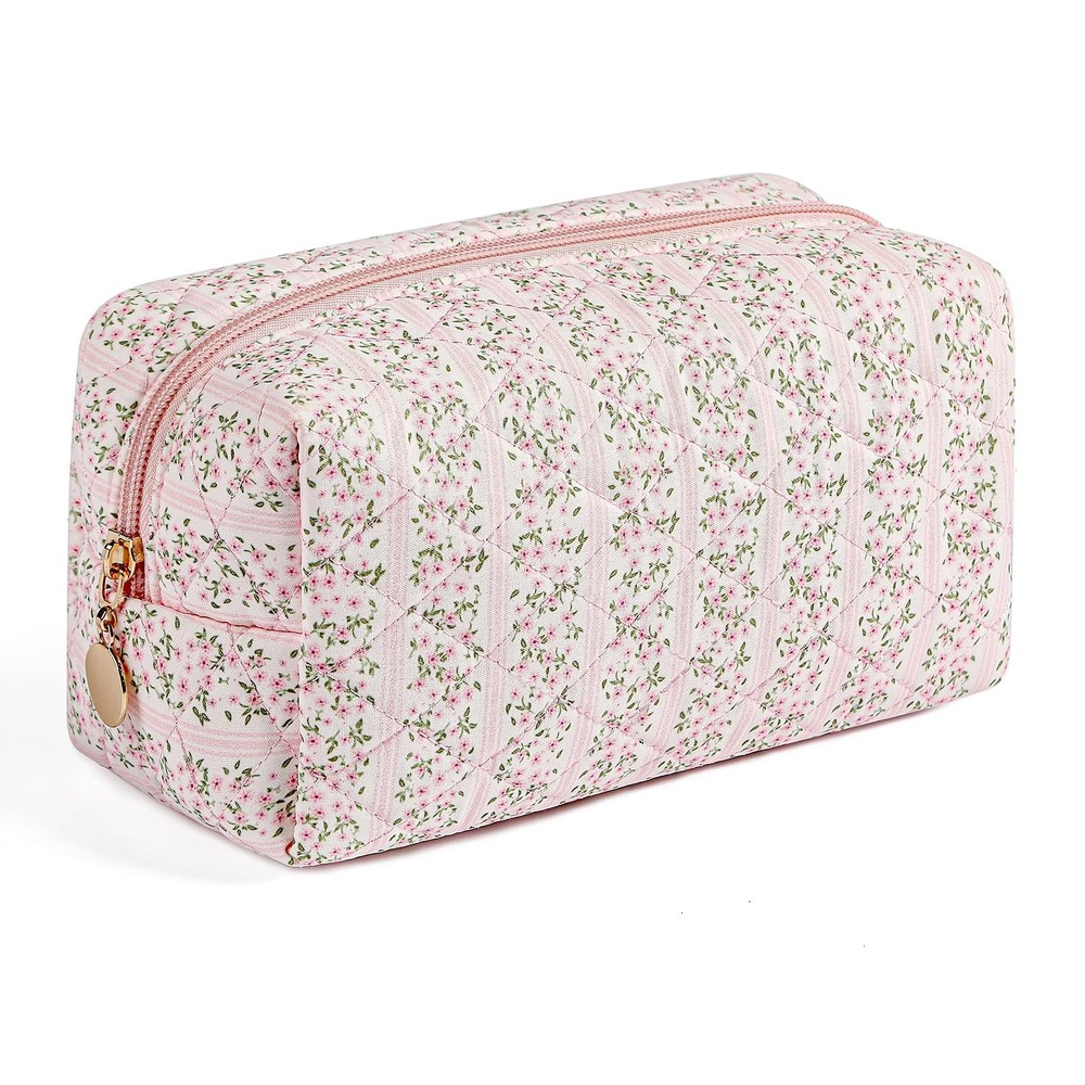 HHQQWZ Makeup Bag Travel Cosmetic for Women Girls, Zipper Make Up A1 Pink