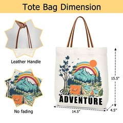 Seek Adventure Tote Bag, Camping Scenery Canvas Tote Bags Reusable Shoulder B…