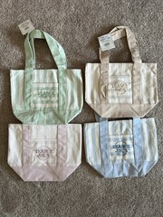 Trader Joe’s Striped Canvas Mini-Tote Bags Set, New (Blue, Green, Pink, Beige)