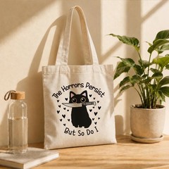 Canvas Tote Bag for Women, Funny Black Cat Shoulder Bags, Inspirational Canva…