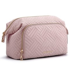 BAGSMART Travel Makeup Bag, Cosmetic Bag Small Make Up Small, A-1 Layer- Pink