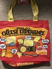 Trader Joe’s Reusable Tote Bag Red/Yellow Cheese Adventures Polyester 16x13x6
