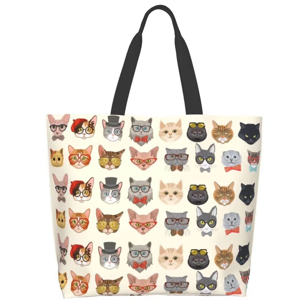 Funny Cat Tote Bag For Womencute Cat Purse Gifts For Cat Loverskitty Print Shoul