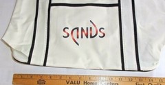 Light Canvas Tote Bag “Sands” Dual Handle Cream / Brown Trim Free Ship NEW