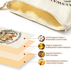 Beeswax Bread Bags with Zipper Seal – Extra Large 13X17 Inches, Style 2