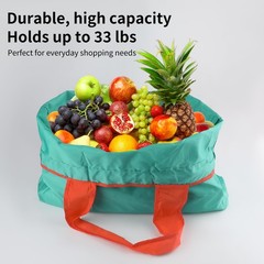 3 Pack Large Reusable Foldable 21″ x 16.5″ x 7.9″, Blue Green Black