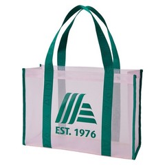 ALDI 50th Anniversary 1976 Mesh Tote Reusable Bag Pink w/ Green Wide Straps NEW