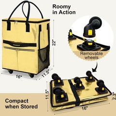 Reusable Grocery Bag on 5 Wheels, Foldable Rolling Tote Bag with Handle and Z…