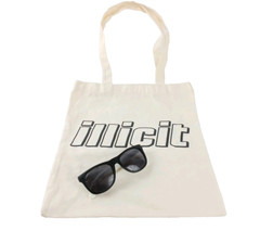 illicit Cotton Canvas Shopping Tote Reusable Bag with Sunglasses