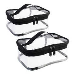 Wobe 2 Pack Portable Clear Makeup Bag Zipper Waterproof Cosmetics M+L,