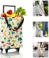 Portable Shopping Cart Foldable W/ Wheels,Folding Shopping Cart Tote Bag Trolley