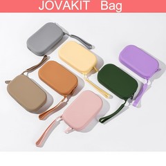 JOVAKIT Small Portable Silicone Makeup Bag for Women, Travel Dark Grey