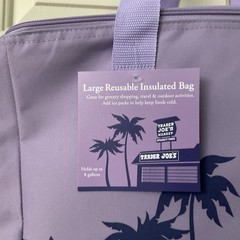 Trader Joe’s Tote Bag 8 Gal Lavender Purple Reusable Insulated Eco Shopping Ltd