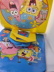 Spongebob Squarepants 2 Pack Mini Reusable Blue Gift Bags with Handles NEW!