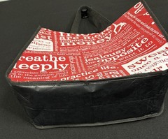 Lululemon Reusable Tote Shopping Bag Large Black Red White Motivational 14 x 16”