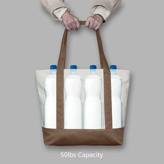 Durable Large Canvas Tote Bag with Zipper – 25L Eco-Friendly Shopping Essential