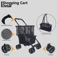 Functional Collapsible Carts Shopping Cart Utility Trolley Cart w/ Swivel Wheels