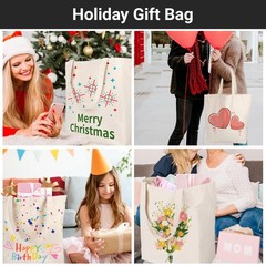 Blank Tote Canvas Bag with Zipper, 3pcs 19.7×15.7 inch Bags with Handles, 12o…