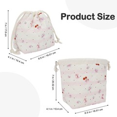 JINSI Small Quilted Drawstring Makeup 8 × 6.5 × 4.1 inches, Sweet Cherries