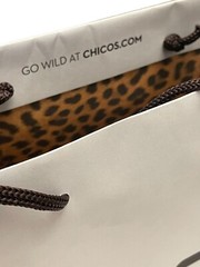 Medium Chico’s Reusable Shopping Bag Gift Bag Dark Brown Print 12.5 x 9.5 x 4.5