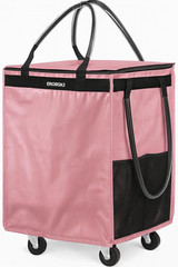 (Medium,Pink) Reusable Grocery Bag on Wheels, 70L Foldable Rolling Tote,Extra St