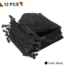12 4.7″x5.9″ Cotton Drawstring Bags, Black, for Bags & Accessories