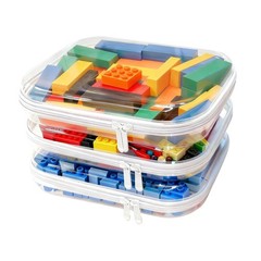 3PCS Clear Hard Shell Zipper Case,Toy Organizers and Storage M, White