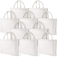 Reginary 10 Pack White Tote Bags with Handles for Women, 15.4 x 12.2 x 5.9 In…