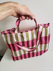 IKEA SKYNKE Striped Small Reusable Bag Pink Red White 104.768.32