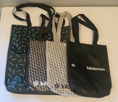Lululemon Reusable Tote Bags Lot Of 4: Large Green Logo, Small Gray Brown Green
