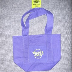Trader Joe’s Foldable Canvas Tote Bag Purple Solid Pattern Reusable Shopping Bag