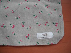 Jute flax cotton small tote shopping bag khaki/ pink cherry size 12″x13″ new