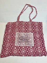 Roberta Freymann Roller Rabbit Pink White Cotton Tote Bag Reusable Shopping 17″