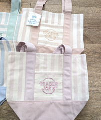 Trader Joe’s Mini Pastel Stripe Canvas Tote Bag Limited Edition Set Of 4