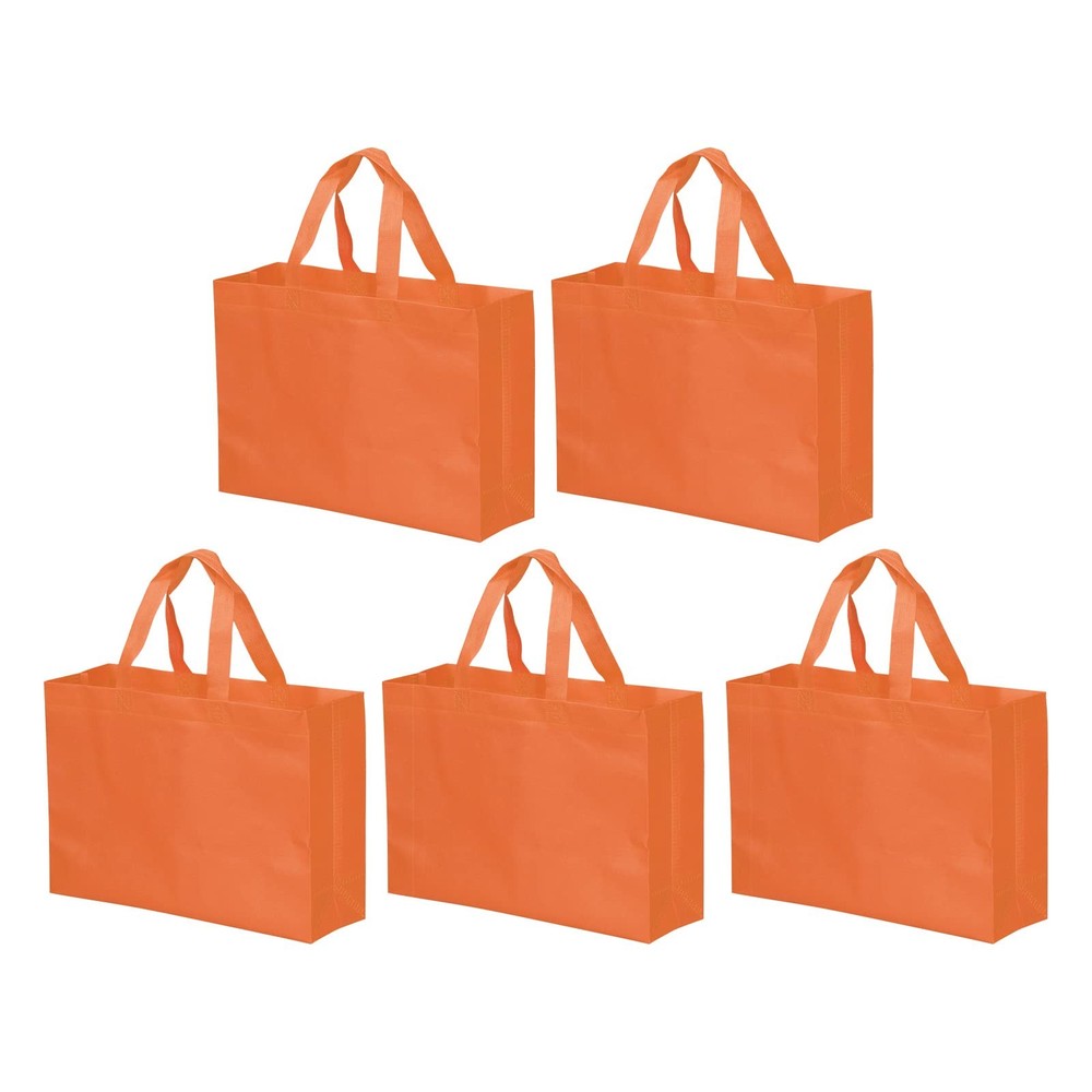 10 PCS Reusable Gift Bags DIY Blank NonWoven Tote Orange 25×35 cm Grocery