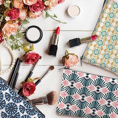 Hobbspring 4Pcs Boho Makeup Bags 5.91×9.06 inch Floral Canvas Mixed Color