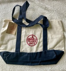 Trader Joe’s Navy and Beige Canvas Tote Bag
