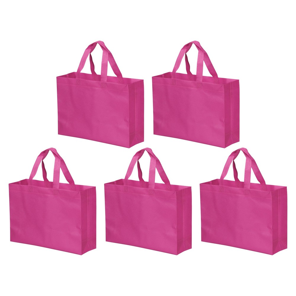 10 Pack Reusable Gift Bag, DIY Blank Non-Woven Tote Bags(Rose Red, 30 x 40cm)