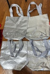 ATHLETA Lot Totes Silver White Red Reusable Shopping Bag 18″ X 17″